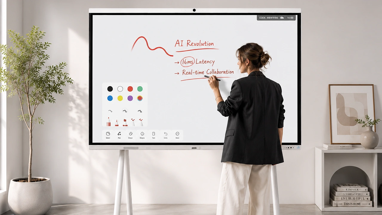 Persona escribiendo a mano en la pizarra inteligente de Huawei IdeaHub B3