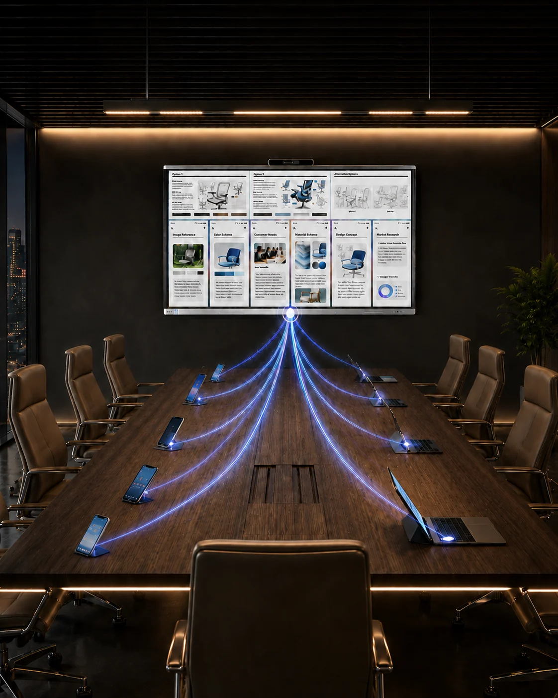 Proyección de varias fuentes a una pantalla de nueve paneles con Huawei IdeaHub S3