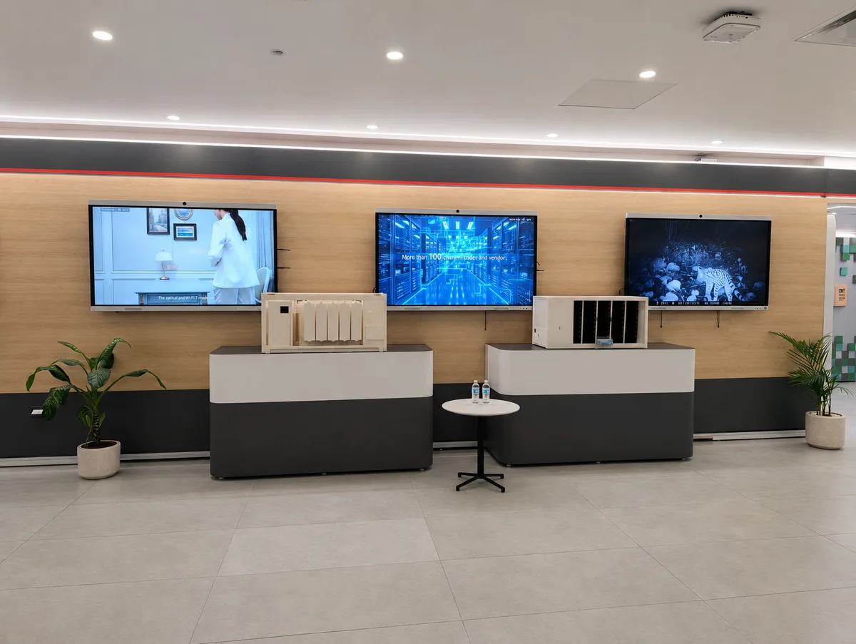 Pantallas Huawei IdeaHub montadas en el showroom